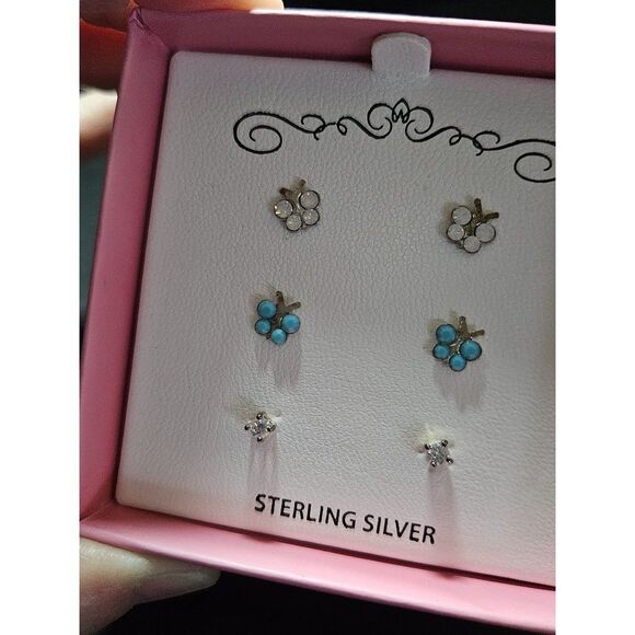 Sterling silver butterfly earring set - Picture 1 of 9